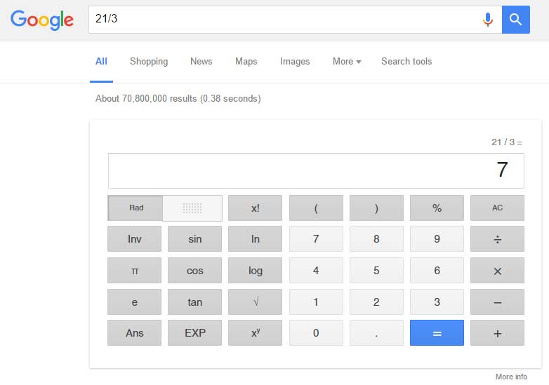 Google calculate